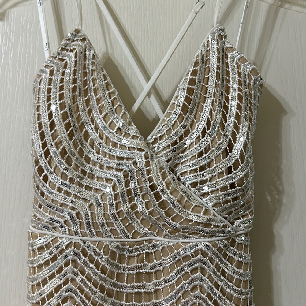 NWT Lulus, Lele white and silver sequin mini dress size XS - Picture 5 of 6